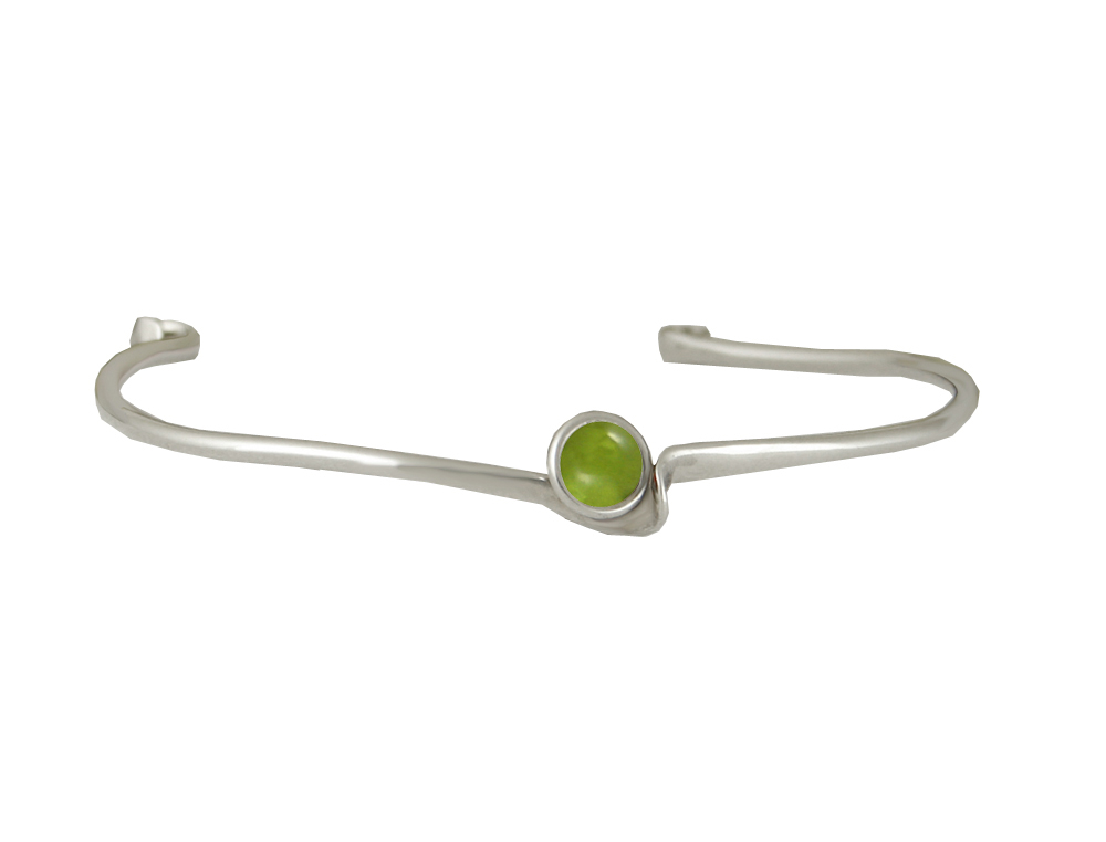 Sterling Silver Wave Cuff Bracelet With Peridot Sterling Silver Wave Cuff Bracelet With Peridot